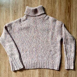J. Crew Pink Multicolor Speckled Turtleneck Sweater